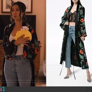 Johanna Ortiz Iman Silk Floral Kimono in Black | Size 10 | EUC